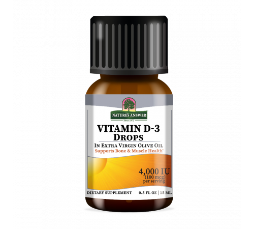 Витамин D3 4000 ME, Vitamin D3 Liquid, Nature's Answer, 15 мл