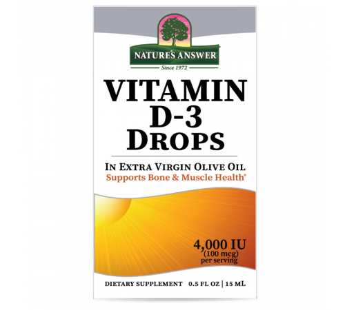 Витамин D3 4000 ME, Vitamin D3 Liquid, Nature's Answer, 15 мл