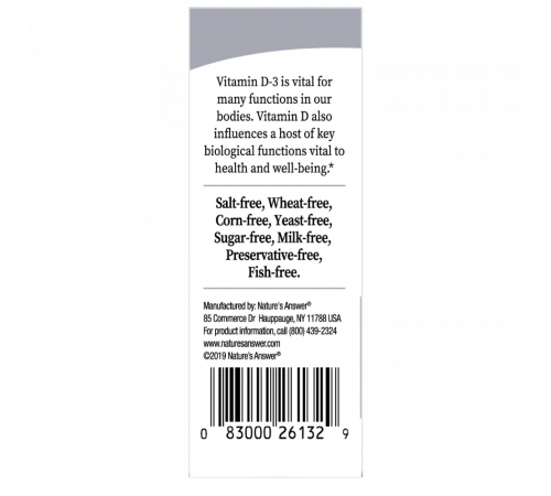 Витамин D3 4000 ME, Vitamin D3 Liquid, Nature's Answer, 15 мл