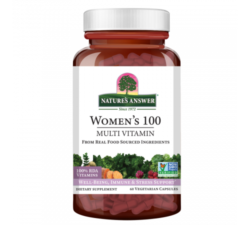Комплекс мультивитаминов для женщин, Women’s 100 Multivitamin, Nature's Answer, 60 растительных капсул