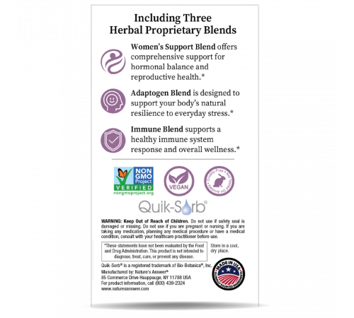 Комплекс мультивитаминов для женщин, Women’s 100 Multivitamin, Nature's Answer, 60 растительных капсул