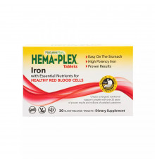 Hema-Plex железо, Hema-Plex Iron Slow-Release, NaturesPlus,  30 таблеток