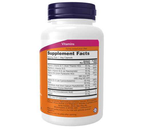 Витамины группы B, B-50, Now Foods, 100 вегетарианских капсул