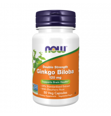 Гинкго билоба, Gingko Biloba, Now Foods 120 mg, 50 вегетарианских капсул
