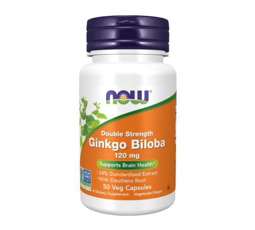 Гинкго билоба, Gingko Biloba, Now Foods 120 mg, 50 вегетарианских капсул