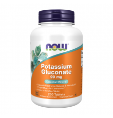 Глюконат калия 99 мг, Potassium Gluconate 99 mg, Now Foods, 250 таблеток