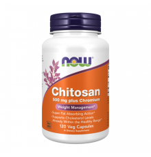 Хитозан с хромом 500 мг, Chitosan 500 mg, Now Foods, 120 капсул