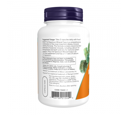 Капсулы с мультиминералами, Full Spectrum Mineral Caps, Now Foods, 240 капсул