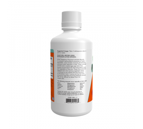 Коллоидные минералы со вкусом малины, Colloidal Minerals, Now Foods, 946 мл