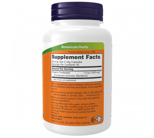 Кордицепс 750 мг, Cordyceps 750 mg, Now Foods, 90 капсул