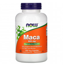 Мака 500 мг, Maca 500 mg, Now Foods, 250 вегетарианских капсул