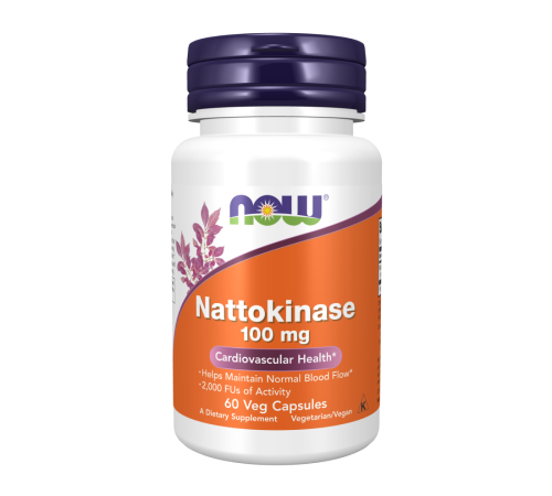 Наттокиназа 100 мг, Nattokinase 100 mg, Now Foods, 60 капсул