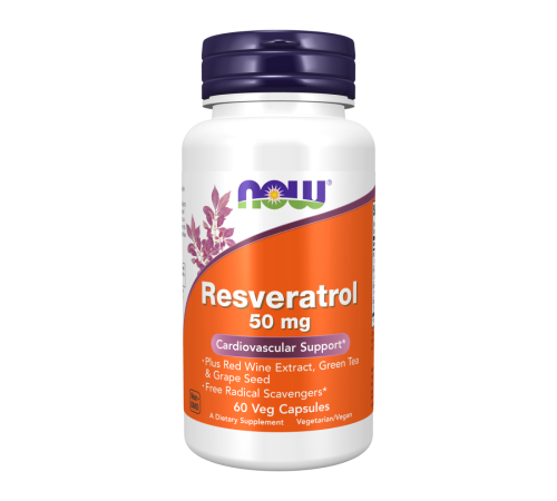 Натуральный ресвератрол 50 мг, Natural Resveratrol 50 mg, Now Foods, 60 капсул