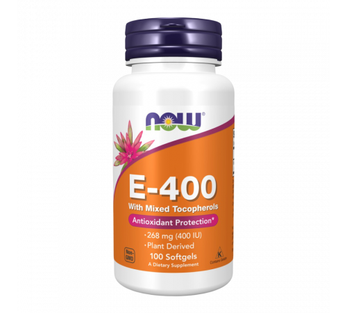 Витамин E со смешанными токоферолами, Vitamin E-400, Now Foods, 100 капсул