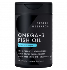 Рыбий жир с Омега-3 1250 мг, Omega-3 Fish Oil AlaskOmega 1250 mg, Sports Research, 180 капсул
