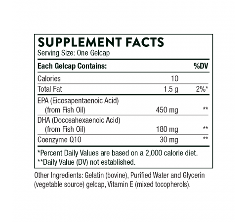 Омега-3 с коэнзимом Q10, Omega-3 with CoQ10, Thorne Research, 90 желатиновых капсул