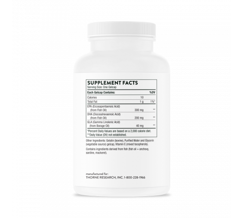 Омега плюс ЭПК и ДГК, Omega Plus (EPA, DHA & GLA), Thorne, 90 капсул