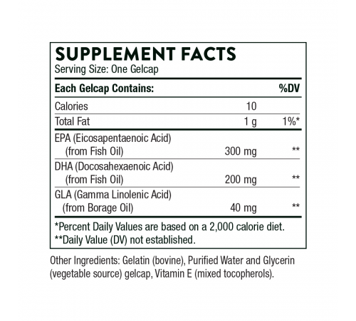 Омега плюс ЭПК и ДГК, Omega Plus (EPA, DHA & GLA), Thorne, 90 капсул