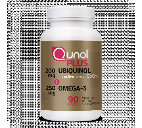 Убихинол 200 мг + Омега-3, Ubiquinol + Omega-3, Qunol, 90 капсул