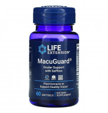 Добавка с шафраном для укрепления зрения, MacuGuard Ocular Support with Saffron, Life Extension, 60 капсул