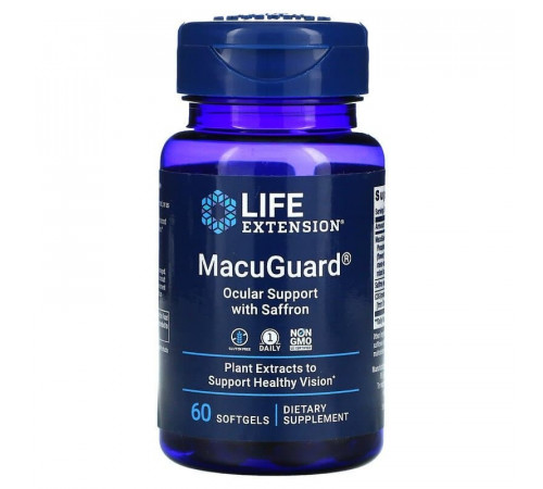 Добавка с шафраном для укрепления зрения, MacuGuard Ocular Support with Saffron, Life Extension, 60 капсул