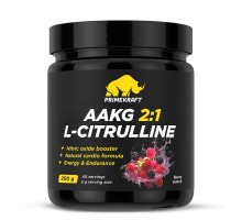 Аргинин альфа-кетоглутарат ААКГ 2:1 и Л-Цитруллин ДЛ-Малат со вкусом ягод, ААКG 2:1 L-Citrulline DL-Malate Berry punch, Prime Kraft, 200 гр