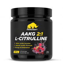 Аргинин альфа-кетоглутарат ААКГ 2:1 и Л-Цитруллин ДЛ-Малат со вкусом ягод, ААКG 2:1 L-Citrulline DL-Malate Berry punch, Prime Kraft, 200 гр