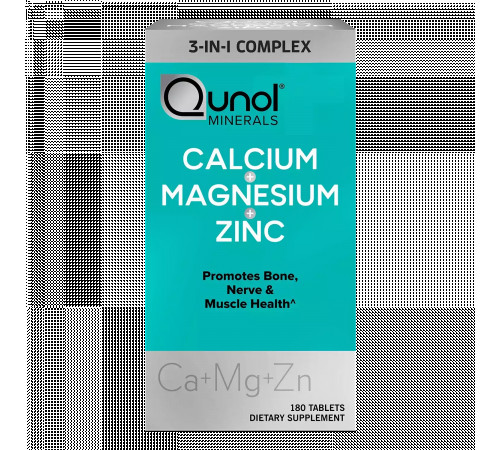 Добавка с Кальцием, Магнием и Цинком, Calcium Magnesium Zinc, Qunol, 180 таблеток