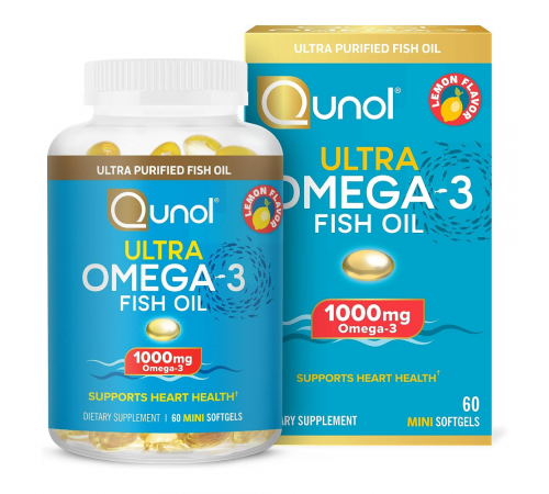 Омега-3 1000 мг, Omega-3 Mini Softgels, Qunol, 60 капсул