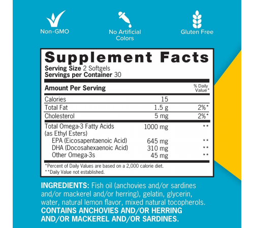 Омега-3 1000 мг, Omega-3 Mini Softgels, Qunol, 60 капсул