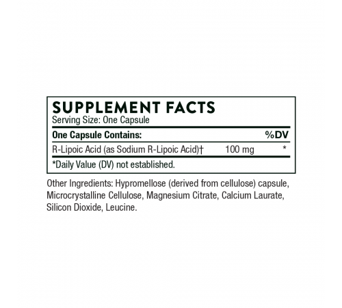 R-липоевая кислота 100 мг, R-lipoic acid 100 mg, Thorne Researc, 60 капсул