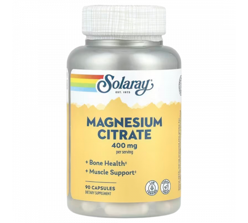 Solaray Магний Цитрат, Magnesium Citrate, 400 мг, 90 капсул