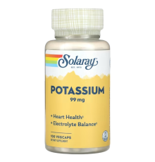 Калий, Solaray Potassium, 99 мг, 100 вегетарианских капсул