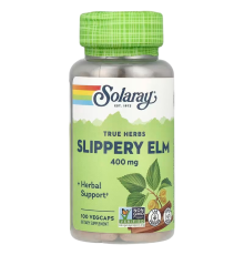 Красный вяз, Solaray Slippery Elm, 400 мг, 100 вегетарианских капсул