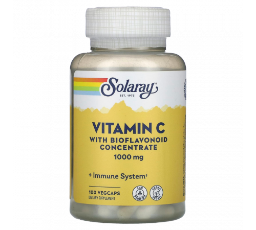 Витамин C с концентратом биофлавоноидов, Vitamin C with Bioflavonoid concentrate, Solaray, 100 вегетарианских капсул