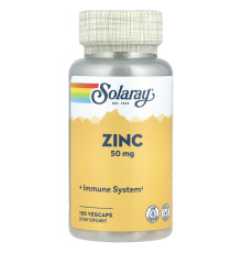 Цинк, Zinc 50 mg, Solaray, 100 вегетарианских капсул