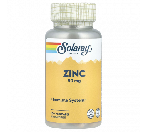 Цинк, Zinc 50 mg, Solaray, 100 вегетарианских капсул