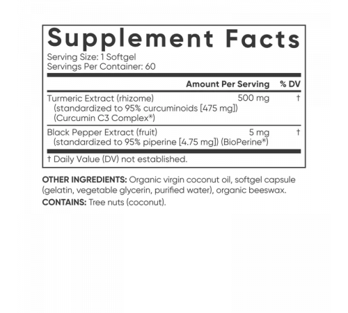 Комплекс с Куркумином с Биоперином, Turmeric Curcumin C3 Complex BioPerine, Sports Research, 60 капсул