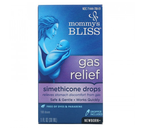 Симетиконовые капли от газообразования у детей, Gas relief simethicone drops, Mommy's Bliss, 30 мл