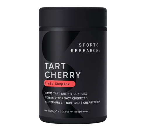 Концентрат вишни 800 мг, Tart Cherry 800 mg, Sports Research, 60 капсул