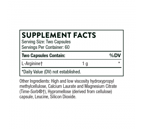 L-Аргинин, L-Arginine, Thorne Research, 120 капсул