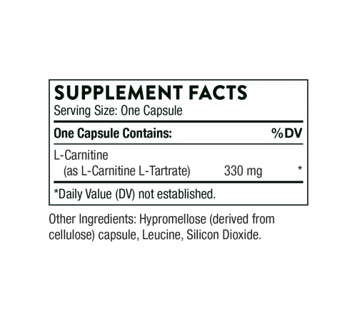 L-Карнитин, L-Carnitine, Thorne Research, 60 капсул