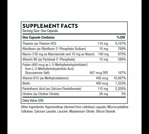Базовый комплекс Витамина B, Basic B Complex, Thorne Research, 60 капсул