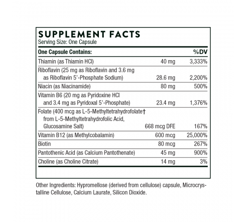 Комплекс витаминов B #12, B-Complex #12, Thorne, 60 капсул