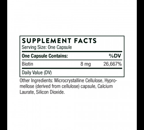 Биотин-8, Biotin (Biotin-8), Thorne Research, 60 капсул