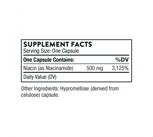 Витамин PP (B3) Ниацинамид, Niacinamide, Thorne Research, 180 капсул
