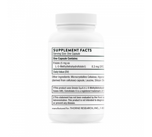Метилфолат (Фолиевая кислота), 5-MTHF 5 mg, Thorne, 60 капсул