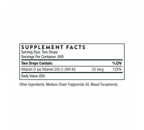 Витамин Д, Vitamin D, Thorne Research, 1 жидкая унция (30 мл)