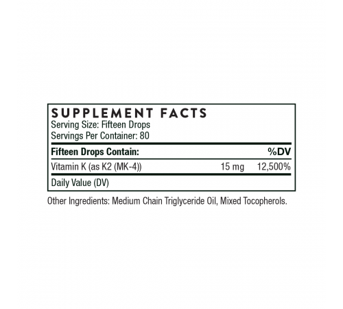 Витамин K2, Vitamin K2, Thorne Research, 30 мл