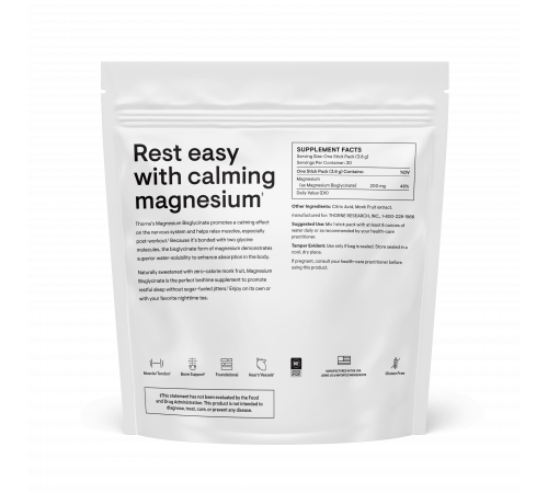 Бисглицинат магния в пакетиках, Magnesium Bisglycinate, 30 пакетиков, Thorne, 3.8 г